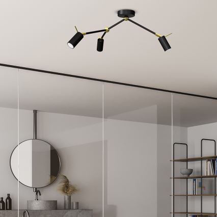 Foco IRIS 3xGU10/MR11/40W/230V preto/dourado