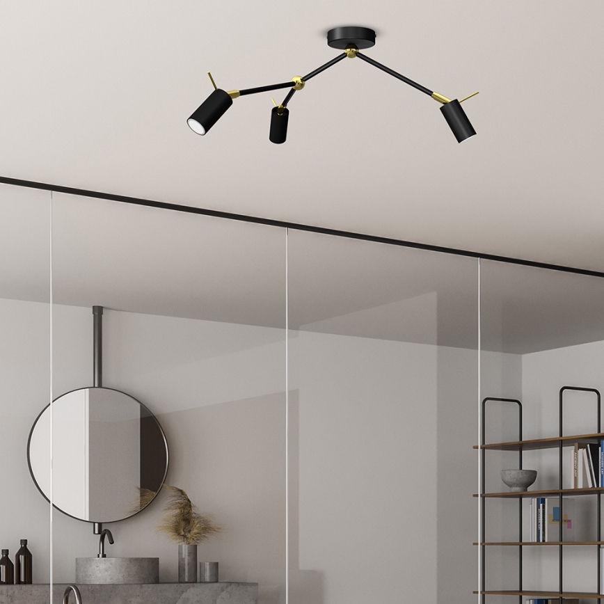 Foco IRIS 3xGU10/MR11/40W/230V preto/dourado