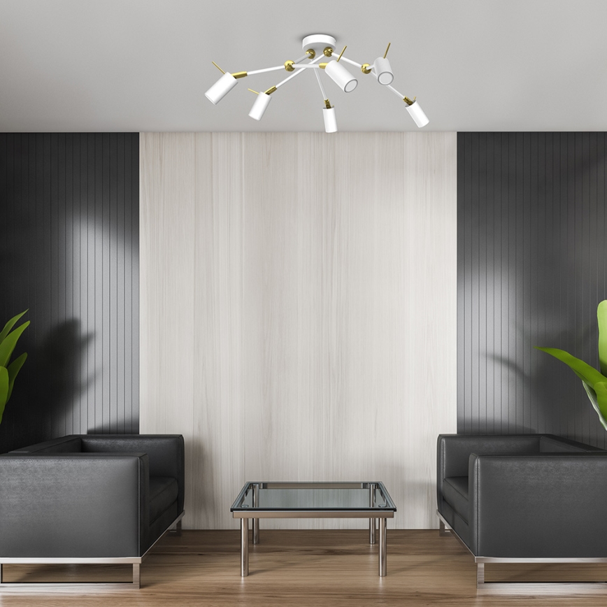 Foco IRIS 6xGU10/MR11/40W/230V branco/dourado