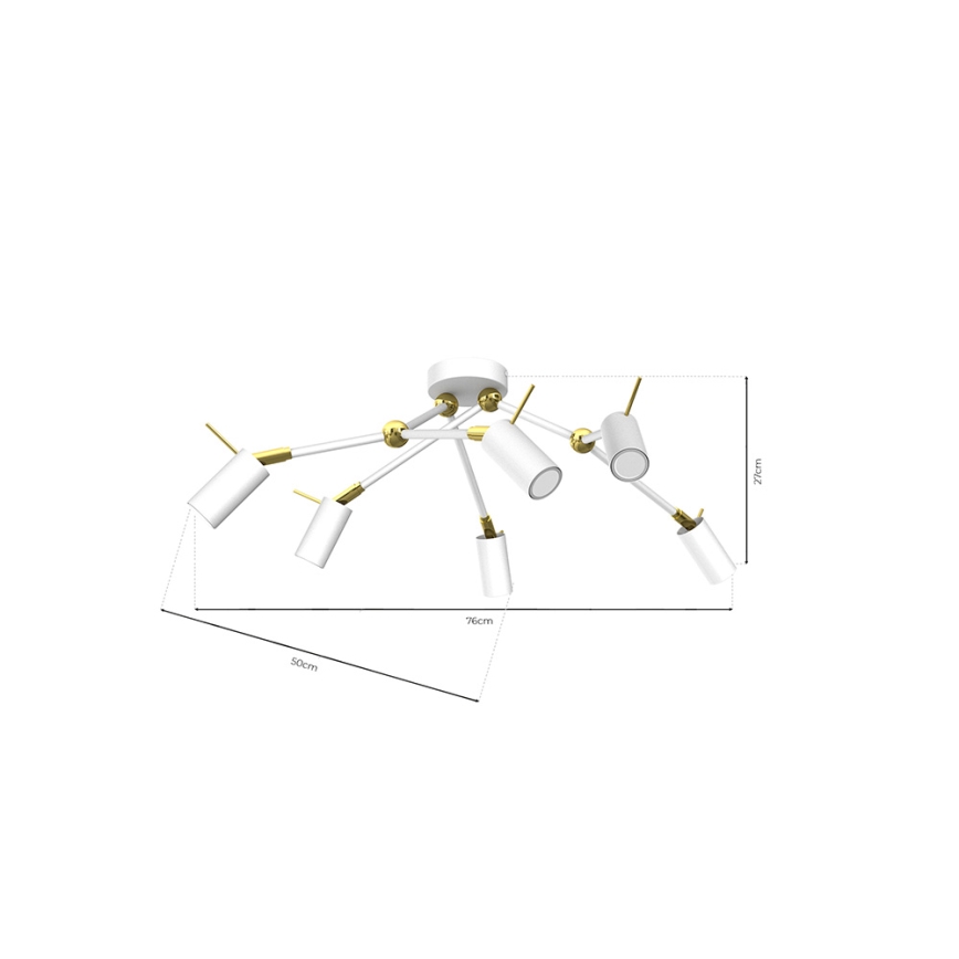 Foco IRIS 6xGU10/MR11/40W/230V branco/dourado