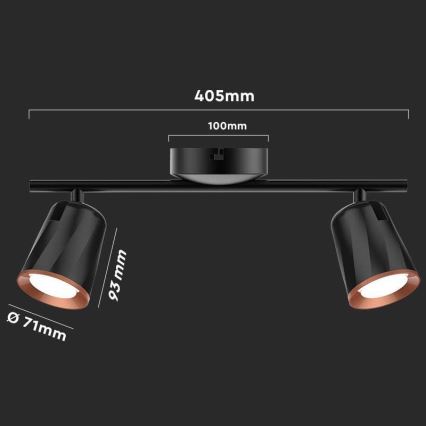 Foco LED 2xLED/5W/230V 3000K preto