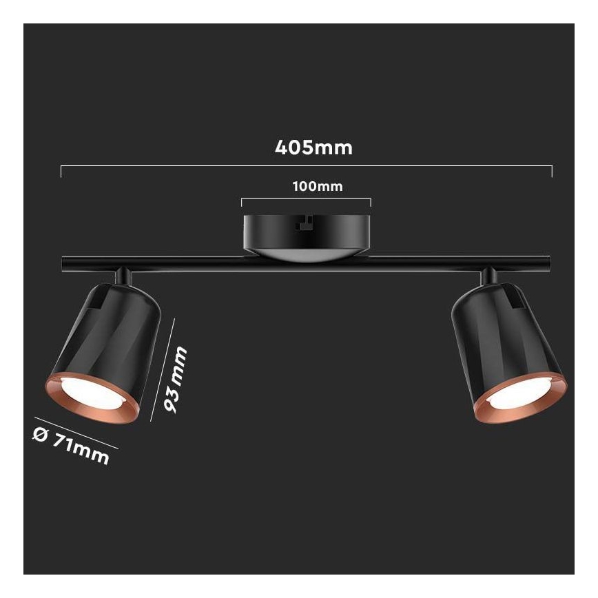 Foco LED 2xLED/5W/230V 3000K preto