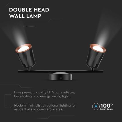 Foco LED 2xLED/5W/230V 4000K preto