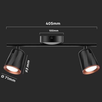 Foco LED 2xLED/5W/230V 4000K preto