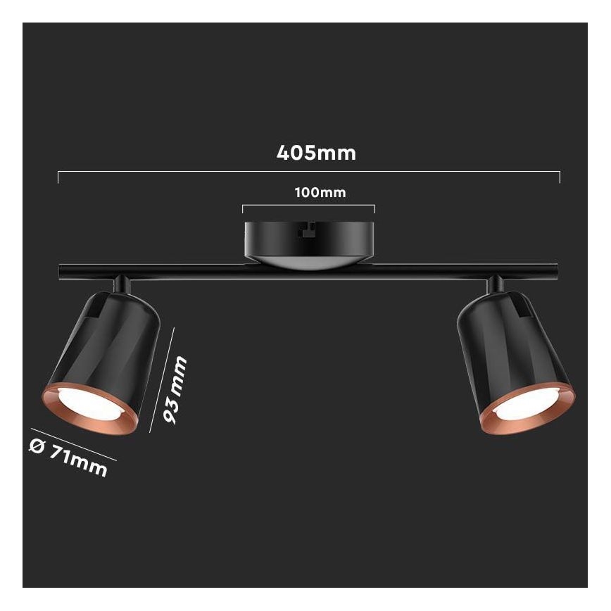 Foco LED 2xLED/5W/230V 4000K preto