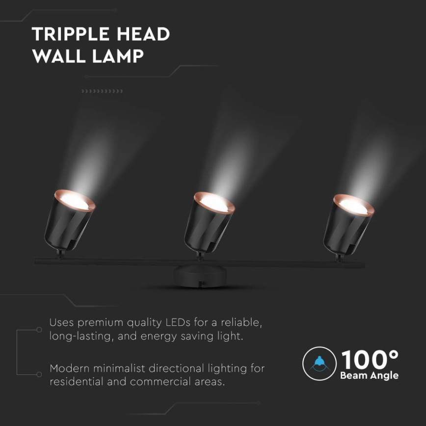 Foco LED 3xLED/5W/230V 4000K preto