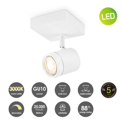 Foco LED com regulação MANU 1xGU10/5,8W/230V branco