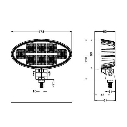 Foco LED para carro BLACK LED/160W/10-30V IP69 5700K oval