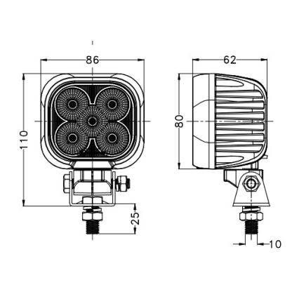 Foco LED para carro BLACK LED/50W/10-30V IP69 5700K angular