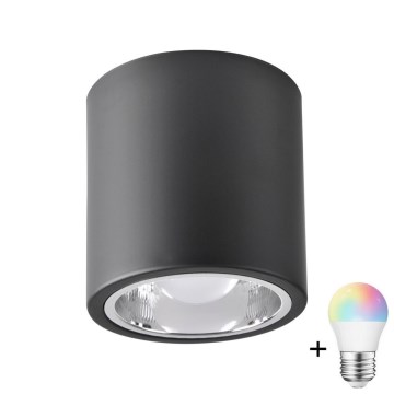 Foco LED RGBW dimerizável JUPITER 1xE27/6,5W/230V 2700-6500K Wi-Fi Ø 13 cm preto