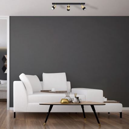 Foco LED TUBSSON 3xGU10/4,8W/230V preto/dourada