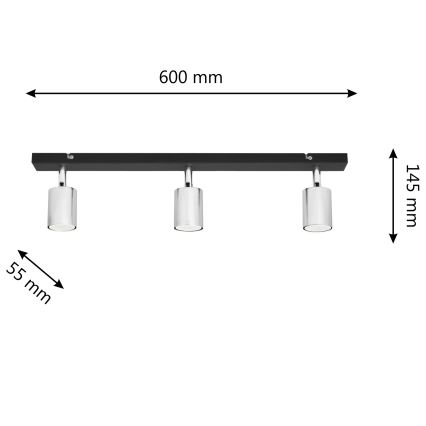 Foco LED TUNE 3xGU10/4,8W/230V cromado mate/preto