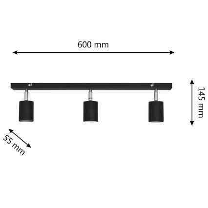 Foco LED TUNE 3xGU10/4,8W/230V preto