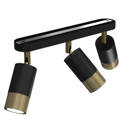 Foco LINK 3xGU10/8W/230V preto/latão