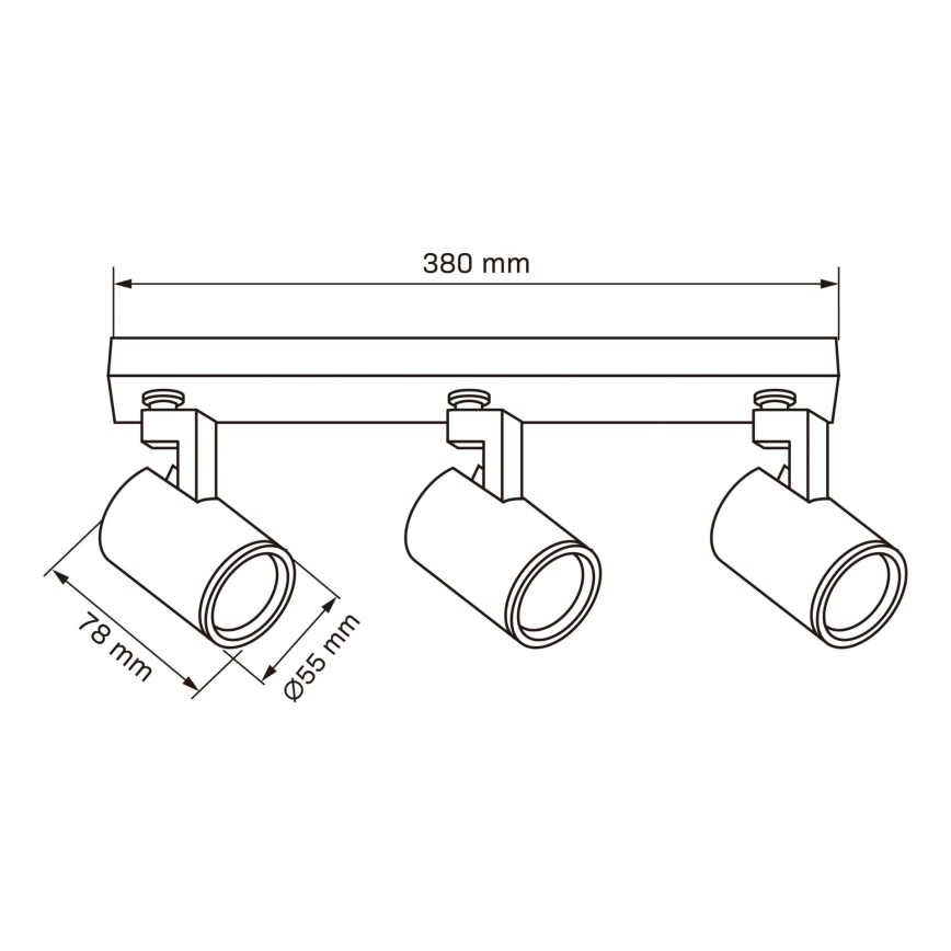 Foco LYNX 3xGU10/10W/230V preto