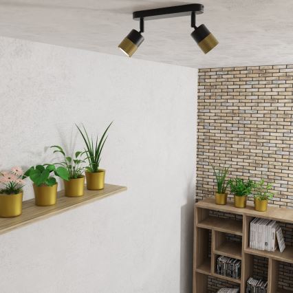 Foco MIZU 2xGU10/8W/230V preto/latão