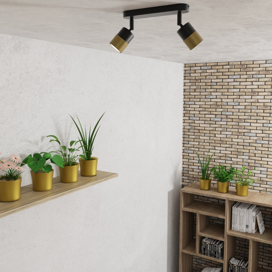 Foco MIZU 2xGU10/8W/230V preto/latão