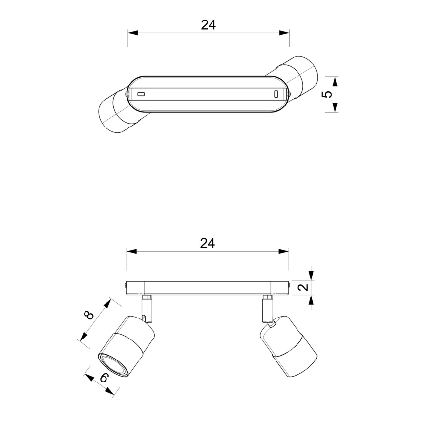 Foco MIZU 2xGU10/8W/230V preto/latão