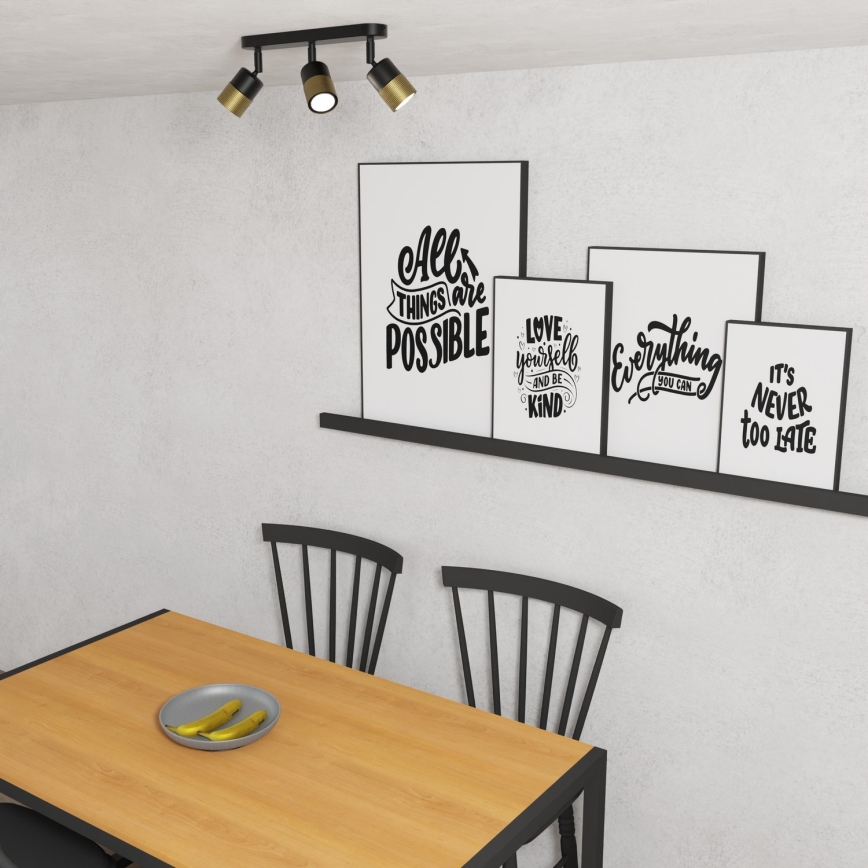 Foco MIZU 3xGU10/8W/230V preto/latão