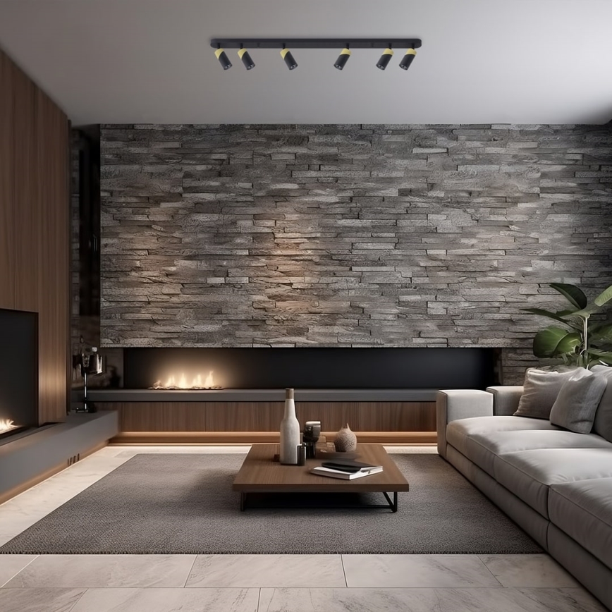 Foco NEO 6xGU10/8W/230V preto/dourada