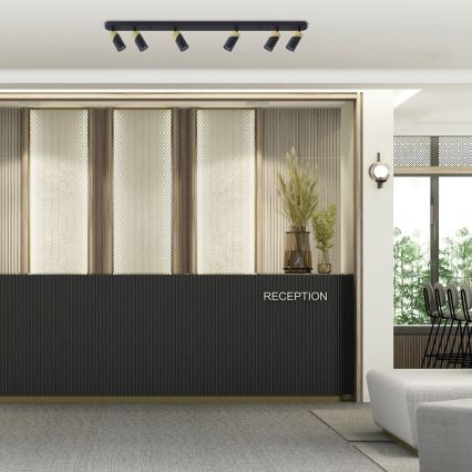 Foco NEO 6xGU10/8W/230V preto/dourada