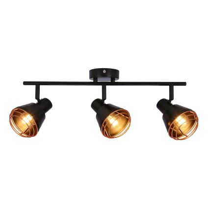 Foco NERIA 3xE14/40W/230V preto/cobre