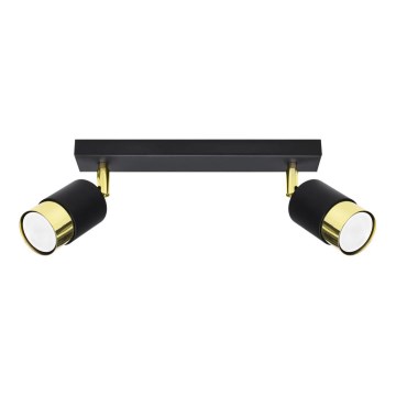 Foco NERO 2xGU10/40W/230V preto/dourado