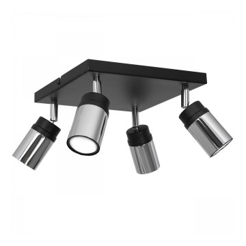 Foco NEST 4xGU10/8W/230V preto/cromado brilhante