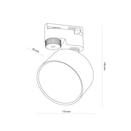 Foco para sistema de carris monofásico AVIA 1xGX53/15W/230V preto