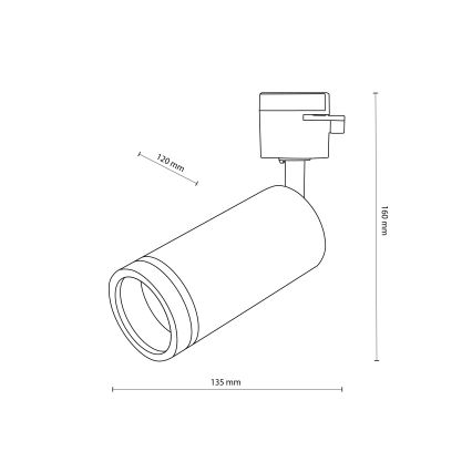 Foco para sistema de carris monofásico JET RING 1xGU10/10W/230V preto