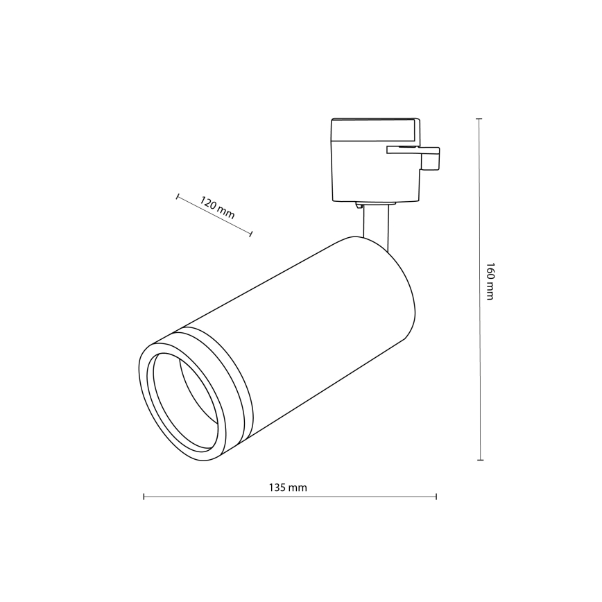 Foco para sistema de carris monofásico JET RING 1xGU10/10W/230V preto