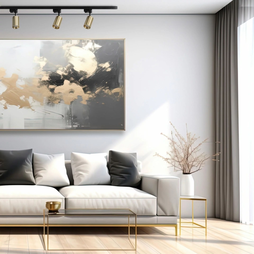 Foco para sistema de carril MARIBEL 3xGU10/10W/230V +1 m sistema ferroviário dourado