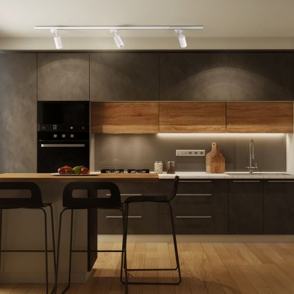 Foco para sistema de carril PARIS 3xGU10/10W/230V + 1 m sistema de carril branco