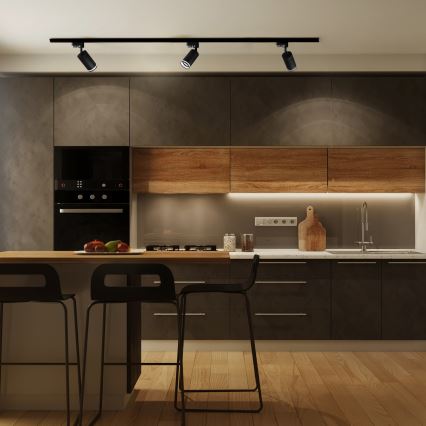 Foco para sistema de carril PARIS 3xGU10/10W/230V + 1 m sistema de carril preto