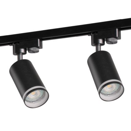 Foco para sistema de carril PARIS 3xGU10/10W/230V + 1 m sistema de carril preto