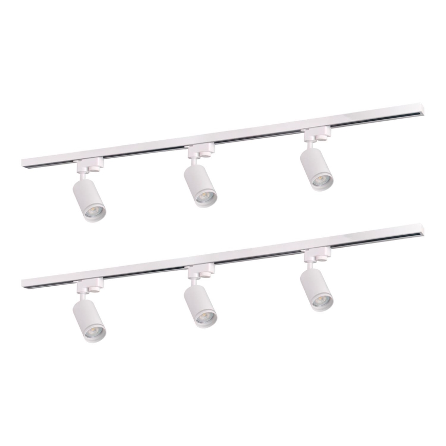 Foco para sistema de carril PARIS 6xGU10/10W/230V + 2x1 m sistema de carril branco