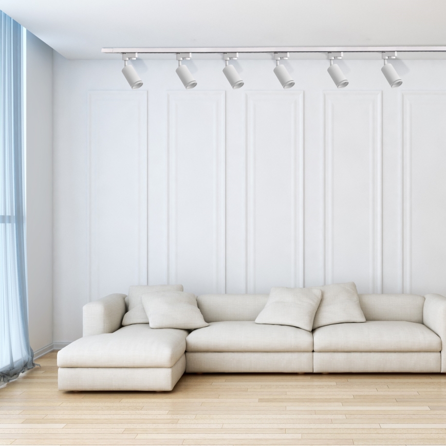 Foco para sistema de carril PARIS 6xGU10/10W/230V + 2x1 m sistema de carril branco