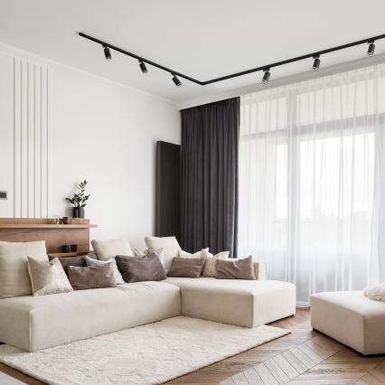 Foco para sistema de carril PARIS 6xGU10/10W/230V + 2x1 m sistema de carril preto