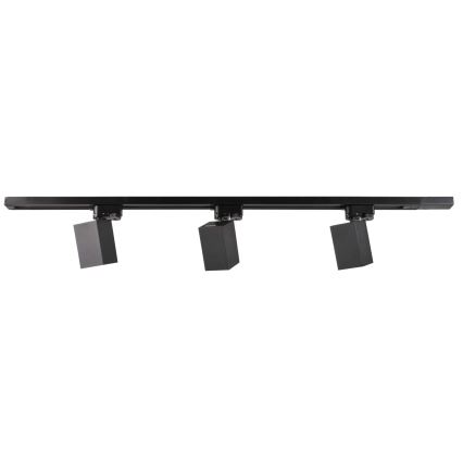 Foco para sistema de carril SQUARE 3xGU10/10W/230V + 1 m carril sistema preto