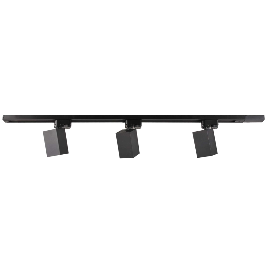 Foco para sistema de carril SQUARE 3xGU10/10W/230V + 1 m carril sistema preto
