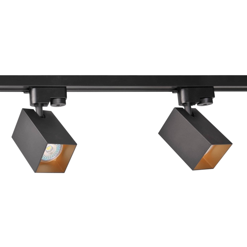 Foco para sistema de carril SQUARE 3xGU10/10W/230V + 1 m carril sistema preto