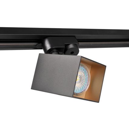 Foco para sistema de carril SQUARE 3xGU10/10W/230V + 1 m carril sistema preto
