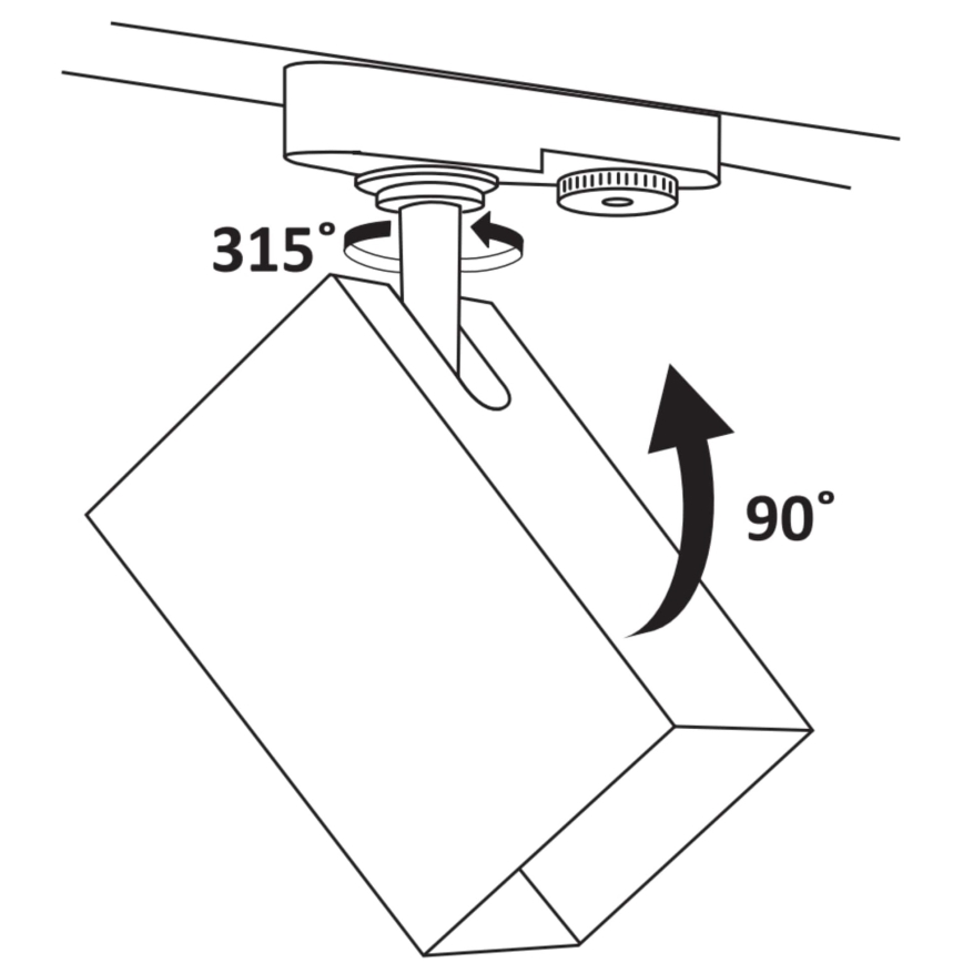 Foco para sistema de carril SQUARE 3xGU10/10W/230V + 1 m carril sistema preto