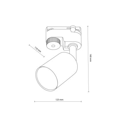 Foco para sistema de carris monofásico TOP 1xGU10/10W/230V branco
