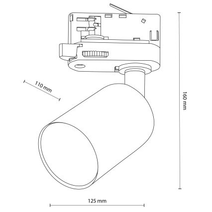 Foco para sistema de carril trifásico TOP 1xGU10/10W/230V preto