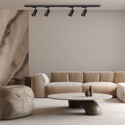 Foco para sistema de carris monofásico PIPE 1xGU10/10W/230V preto