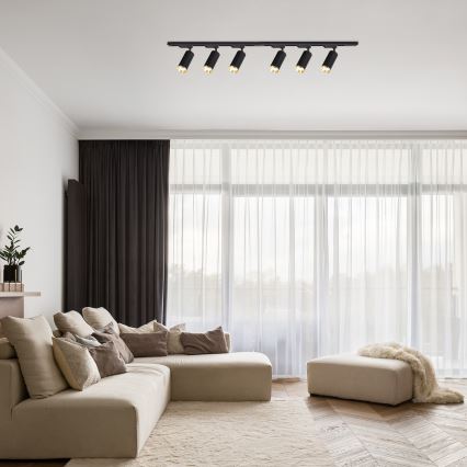 Foco para sistema de trilho MICA 6xGU10/10W/230V preto/dourado