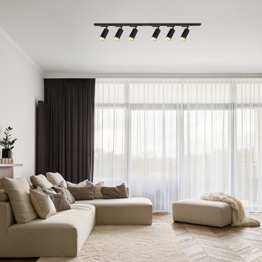 Foco para sistema de trilho MICA 6xGU10/10W/230V preto/dourado