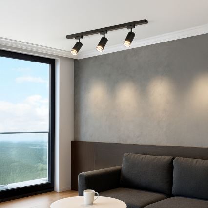 Foco para sistema de trilhos PIPE 3xGU10/10W/230V preto