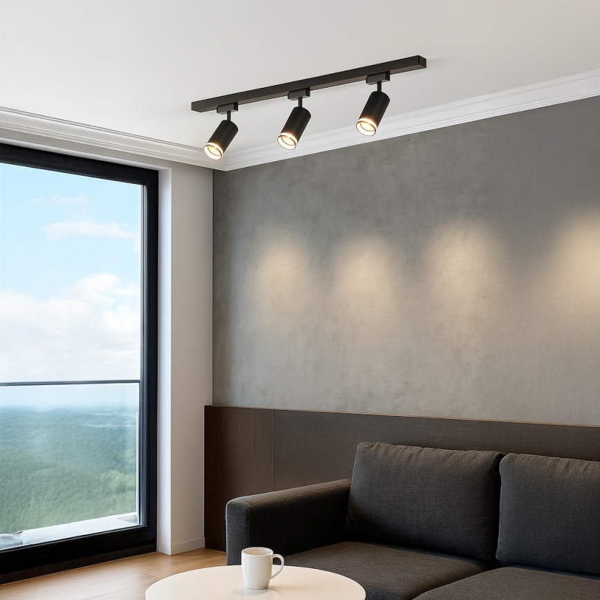 Foco para sistema de trilhos PIPE 3xGU10/10W/230V preto